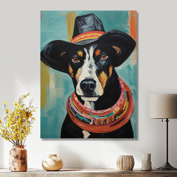 Painting Of Doberman With Black Hat - Dog Doberman Wall Art Prints